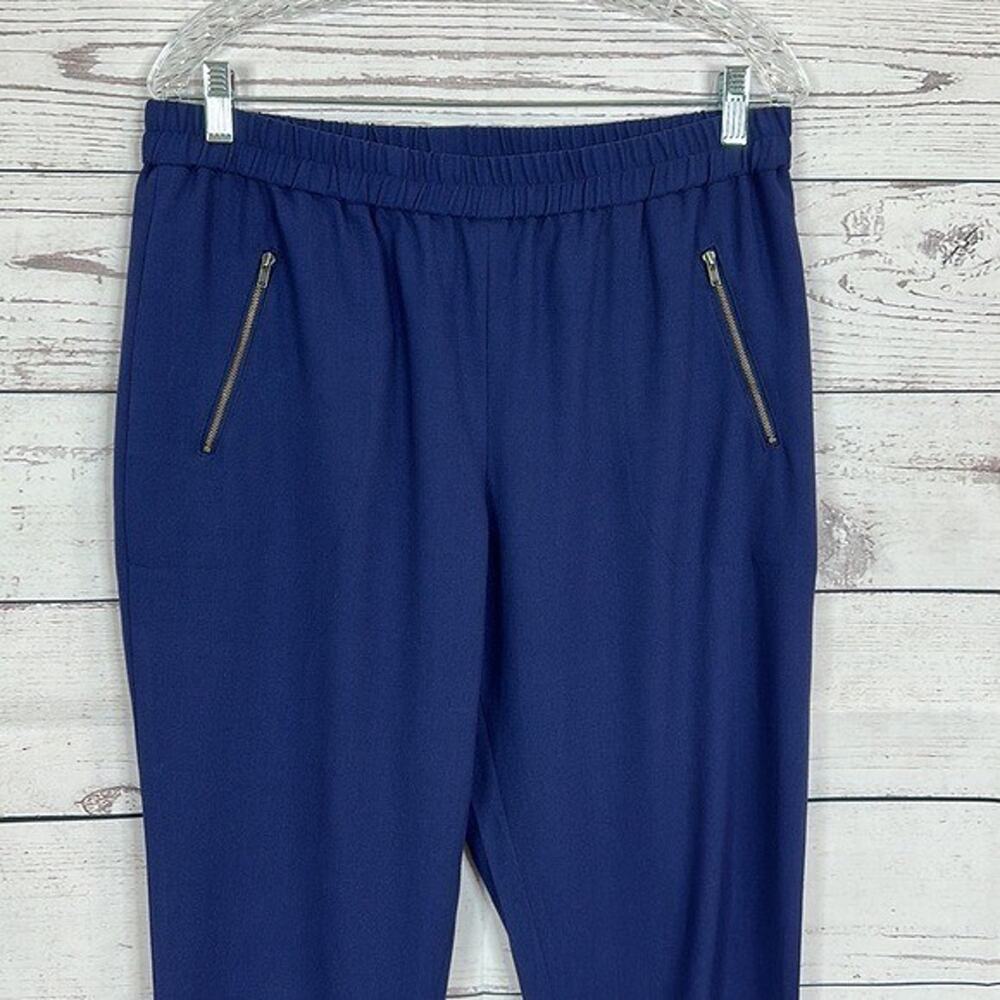 Garnet Hill Pants Womens 12 Blue Cropped Tapered‎ Pull on Elastic Waist jogger - Picture 2 of 12